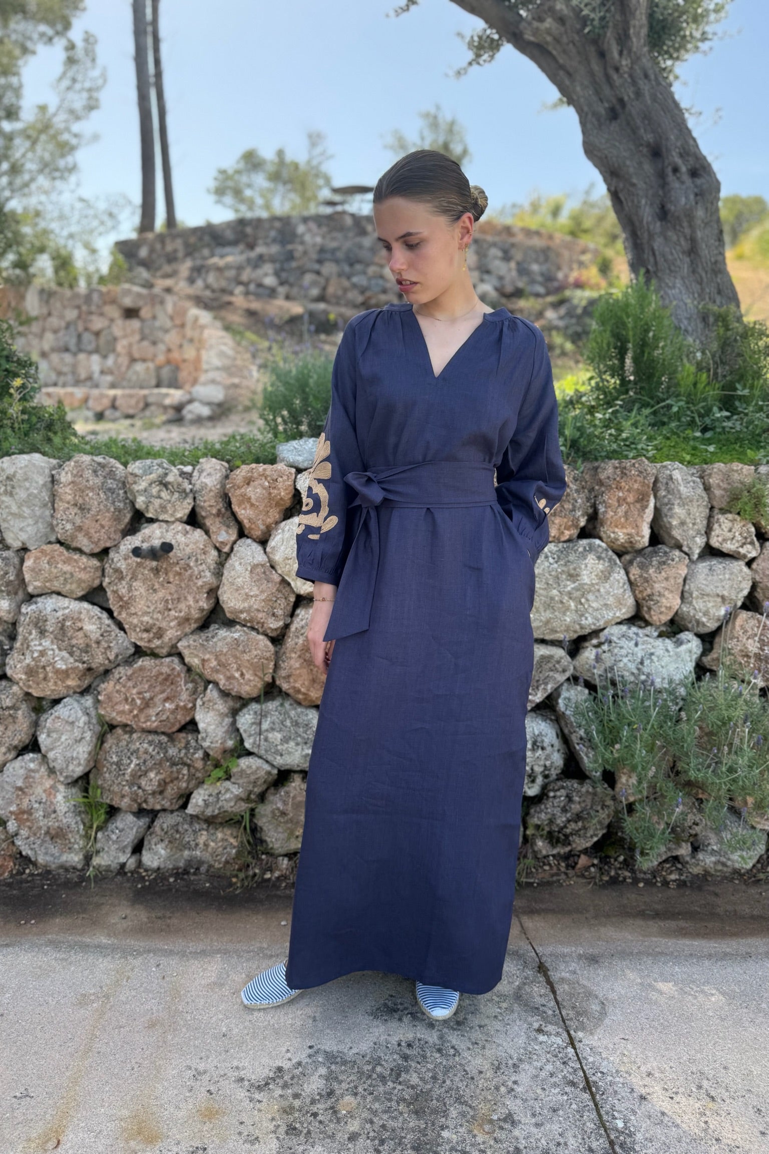 Essaia Linen Dress Midnight Blue
