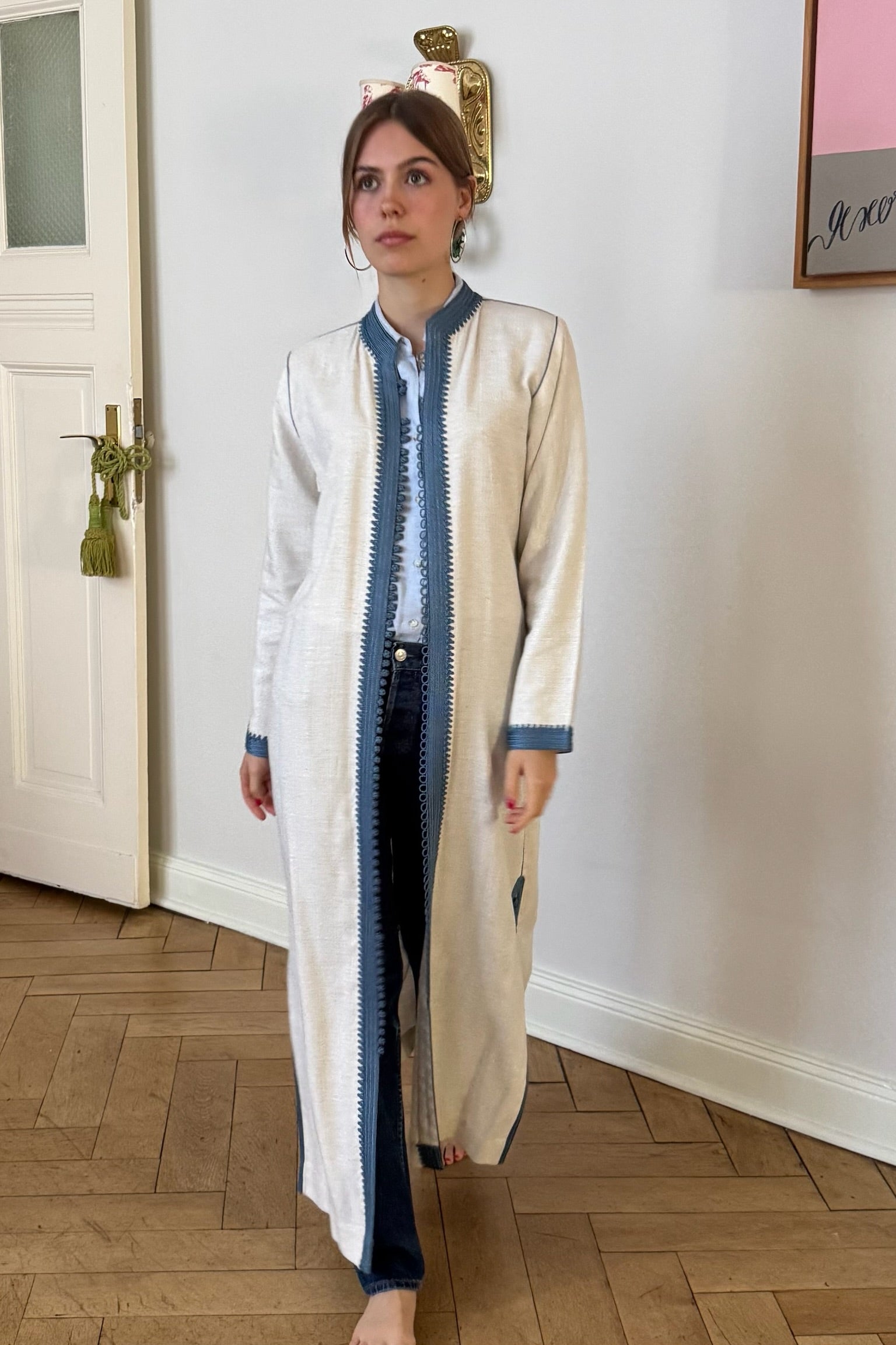 Linen Coat Sorel Ecru/Sky Washed Blue