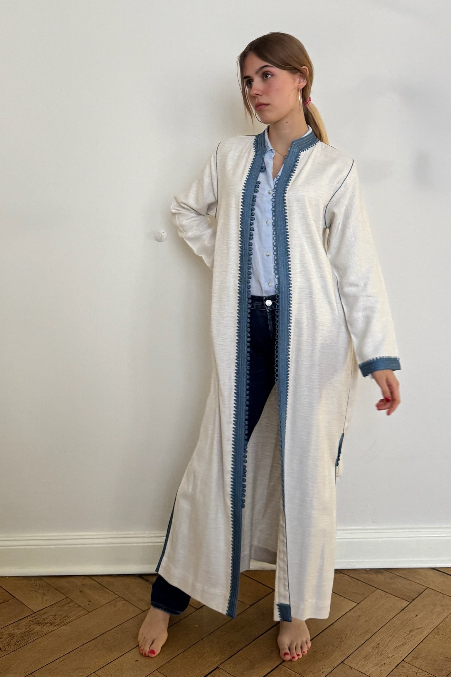 Linen Coat Sorel Ecru/Sky Washed Blue