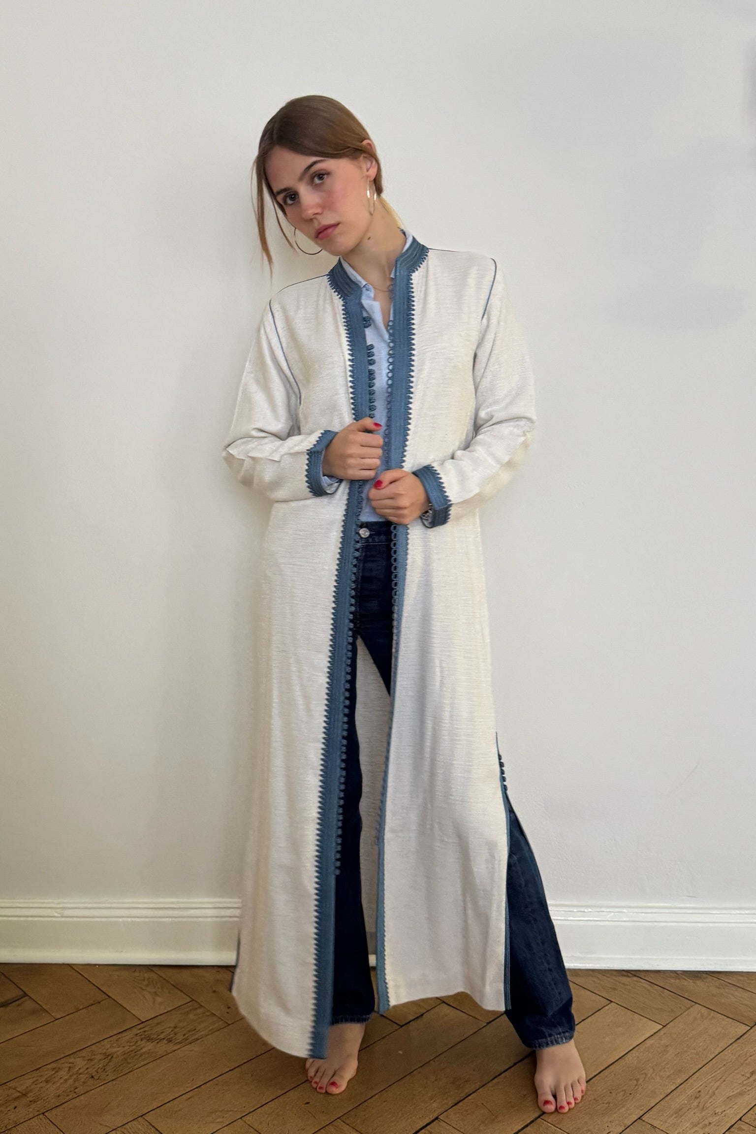 Linen Coat Sorel Ecru/Sky Washed Blue